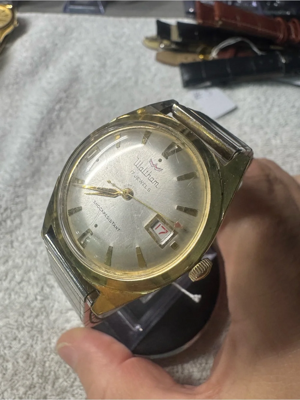 Waltham Men's Gold-Tone Shock Resistant Watch - Silver Dial